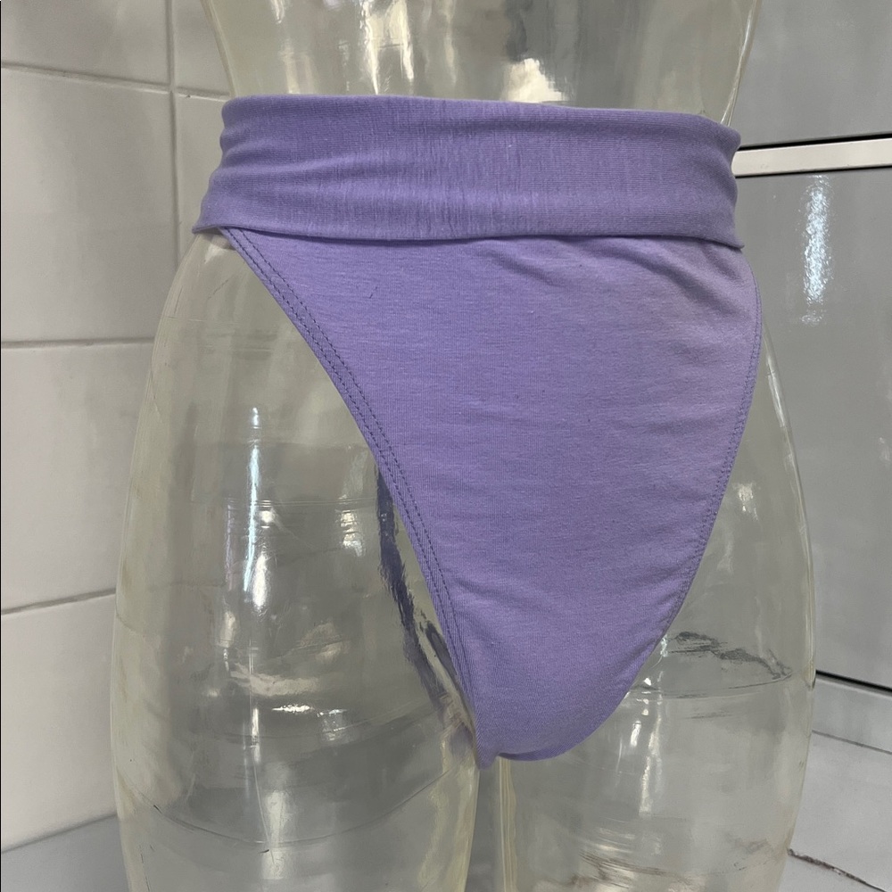 Candiotti 80s 90s Roll-Waist Thong Bodywear M NWOT Lavender - Picture 2 of 9
